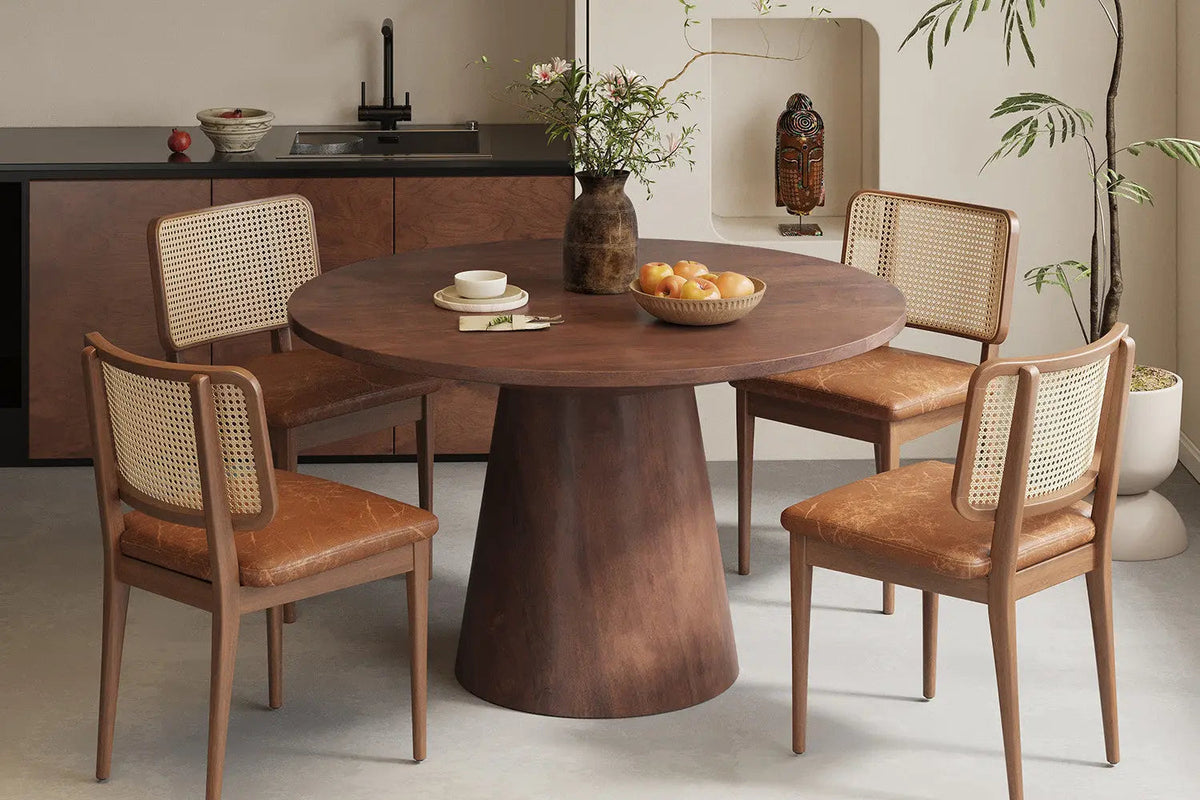Table à manger Ronde TOMI en Bois de Manguier - 130 cm