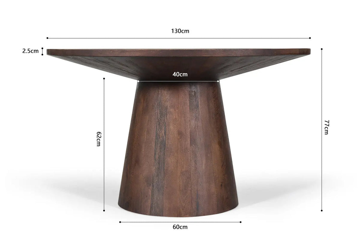 Table à manger Ronde TOMI en Bois de Manguier - 130 cm