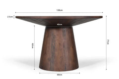 Table à manger Ronde TOMI en Bois de Manguier - 130 cm