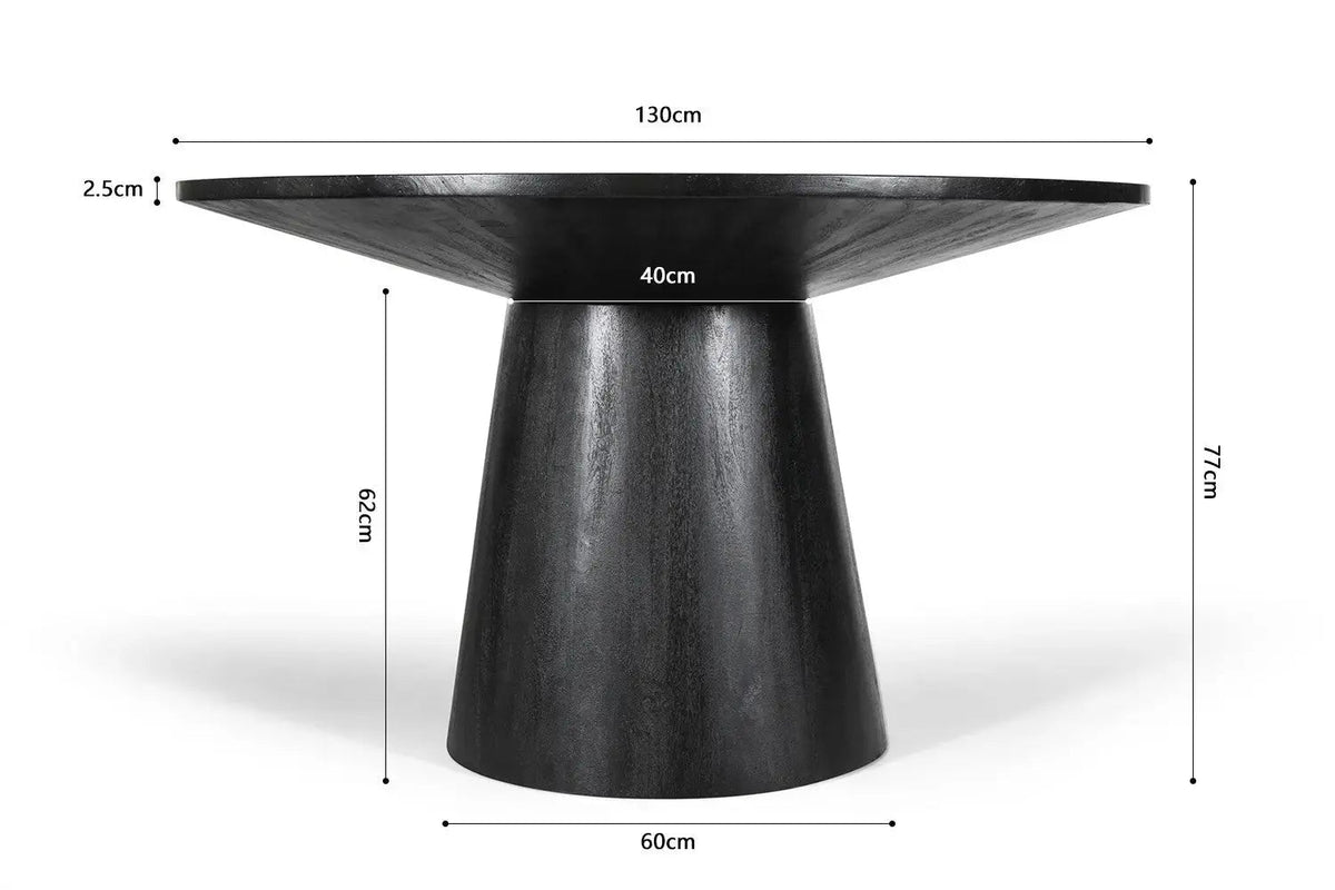 Table à manger Ronde TOMI en Bois de Manguier - 130 cm