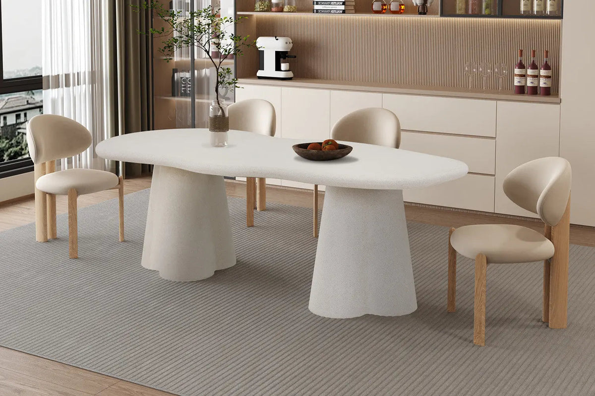 Table à manger Ovale Effet Ciment Organique FARY - 220 cm