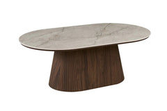 Table basse VEKO Décor Chêne et Plateau Pierre Frittée - 120 x 70 cm