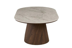 Table basse VEKO Décor Chêne et Plateau Pierre Frittée - 120 x 70 cm