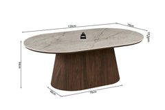 Table basse VEKO Décor Chêne et Plateau Pierre Frittée - 120 x 70 cm