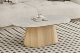 Table basse VEKO Décor Chêne et Plateau Pierre Frittée - 120 x 70 cm