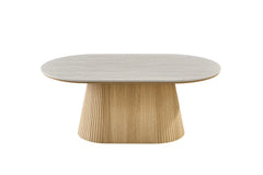 Table basse VEKO Décor Chêne et Plateau Pierre Frittée - 120 x 70 cm