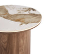 Table d'Appoint Ronde AVORA en Pierre Brillante Brun Doré - Ø 45 cm