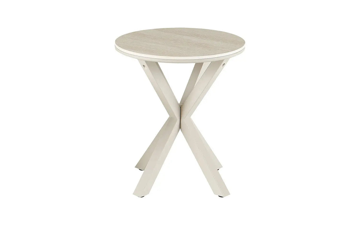 Table d'Appoint Ronde NOAH en Pierre Frittée Beige - Ø 50 cm