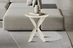 Table d'Appoint Ronde NOAH en Pierre Frittée Beige - Ø 50 cm