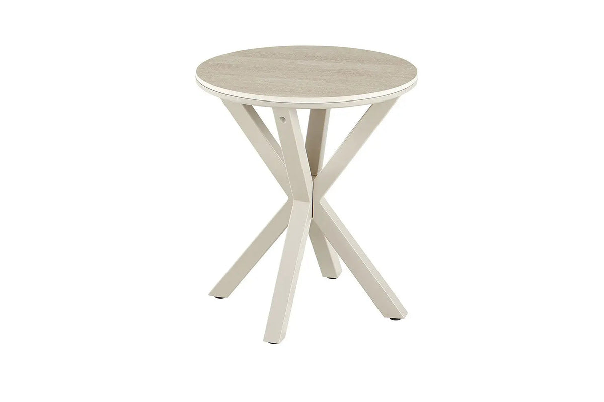 Table d'Appoint Ronde NOAH en Pierre Frittée Beige - Ø 50 cm