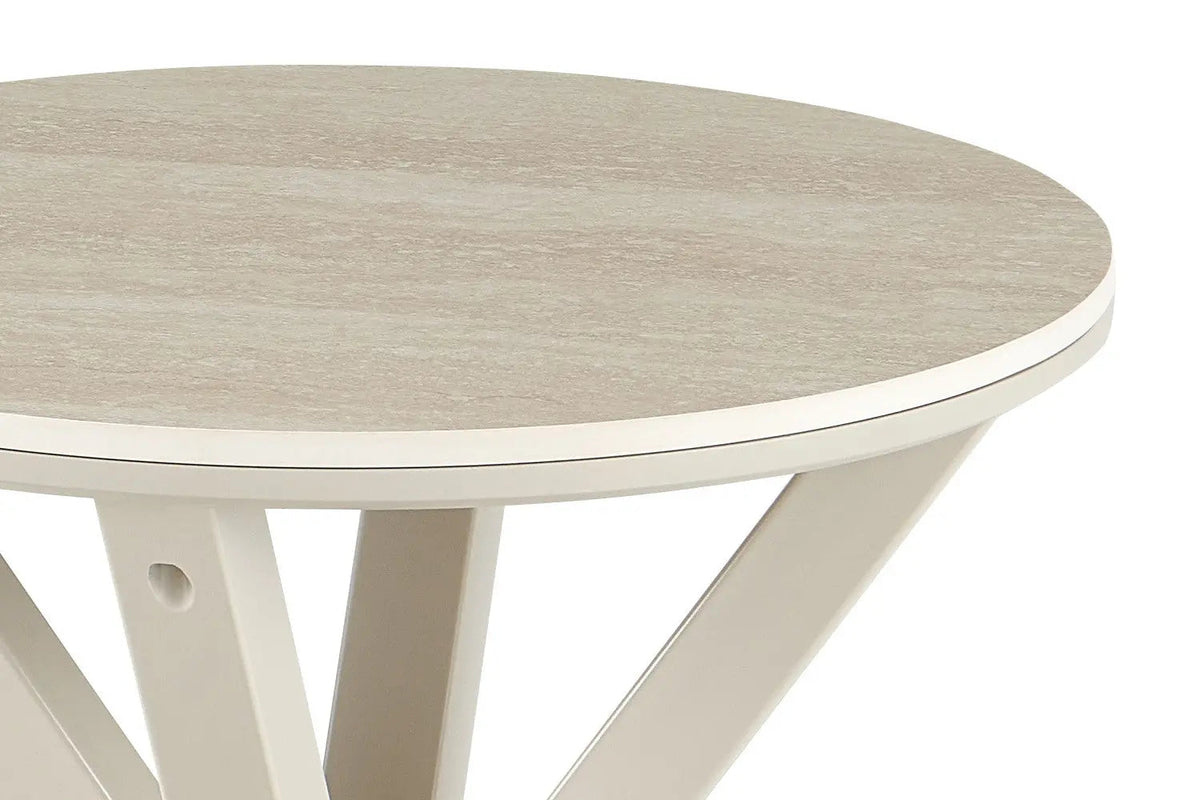 Table d'Appoint Ronde NOAH en Pierre Frittée Beige - Ø 50 cm