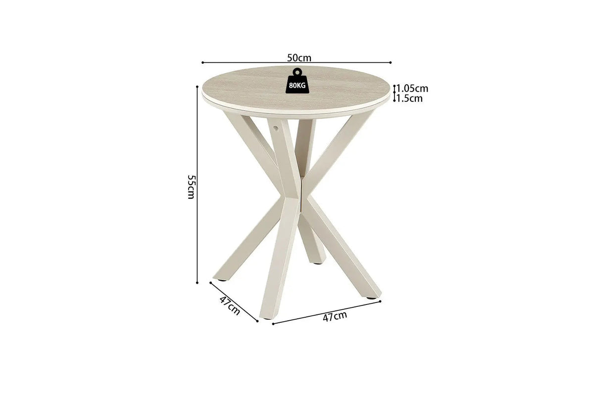 Table d'Appoint Ronde NOAH en Pierre Frittée Beige - Ø 50 cm