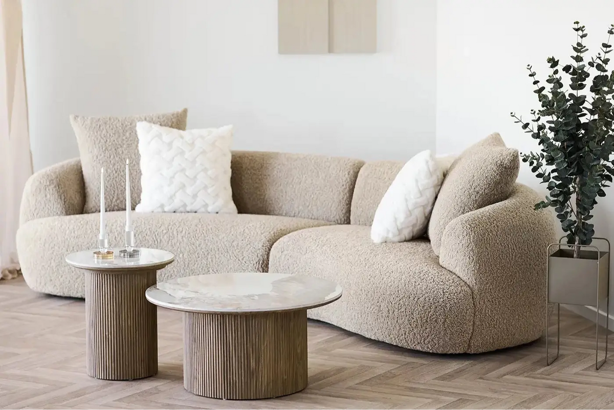 Table basse ATHENS avec un plateau en céramique, blanc et marron foncé - 80x40 cm