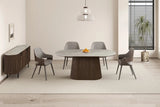 Table de salle à manger VEKO Ovale Décor Chêne et Plateau Pierre Frittée - 180 x 90 cm