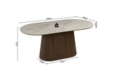 Table de salle à manger VEKO Ovale Décor Chêne et Plateau Pierre Frittée - 180 x 90 cm