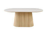 Table de salle à manger VEKO Ovale Décor Chêne et Plateau Pierre Frittée - 180 x 90 cm