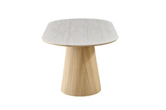 Table de salle à manger VEKO Ovale Décor Chêne et Plateau Pierre Frittée - 180 x 90 cm