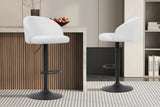 Tabourets de Bar AYDA en Tissu Bouclé Blanc - 49 x 46 cm