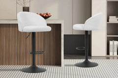 Tabourets de Bar AYDA en Tissu Bouclé Blanc - 49 x 46 cm