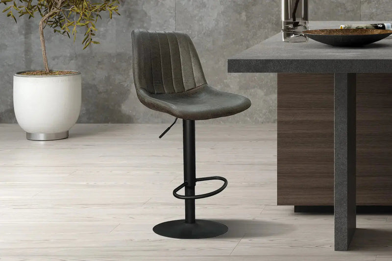 BARCELONA – Tabouret de bar rétro aspect cuir vintage – H 59-80 cm