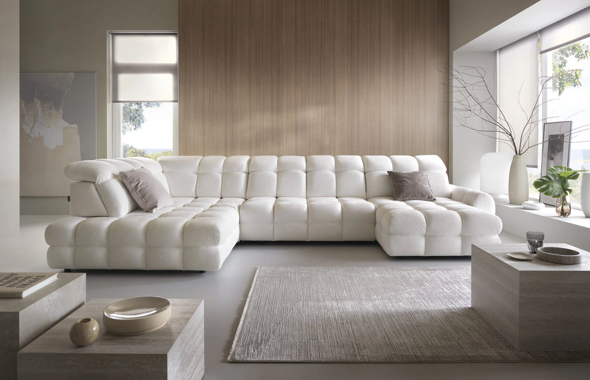 THALES XL – Canapé panoramique avec assise électrique et coffre de rangement – 400 x 220cm