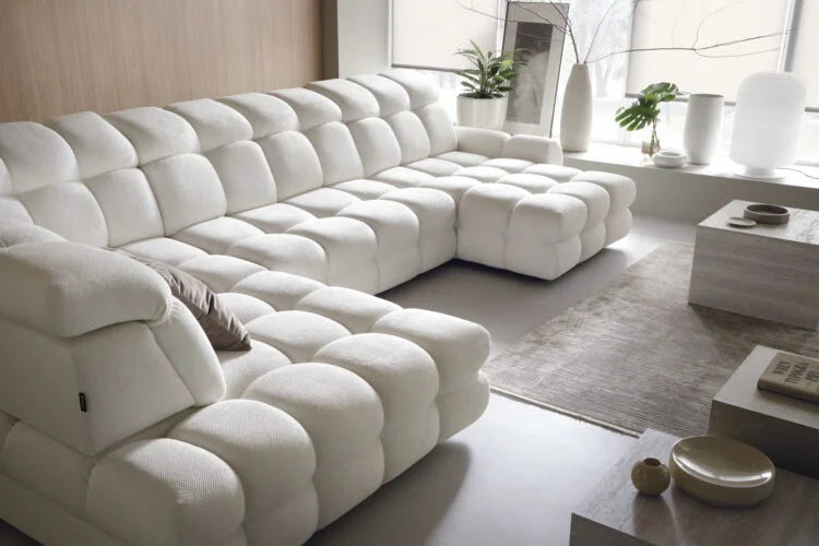 THALES XL – Canapé panoramique avec assise électrique et coffre de rangement – 400 x 220cm