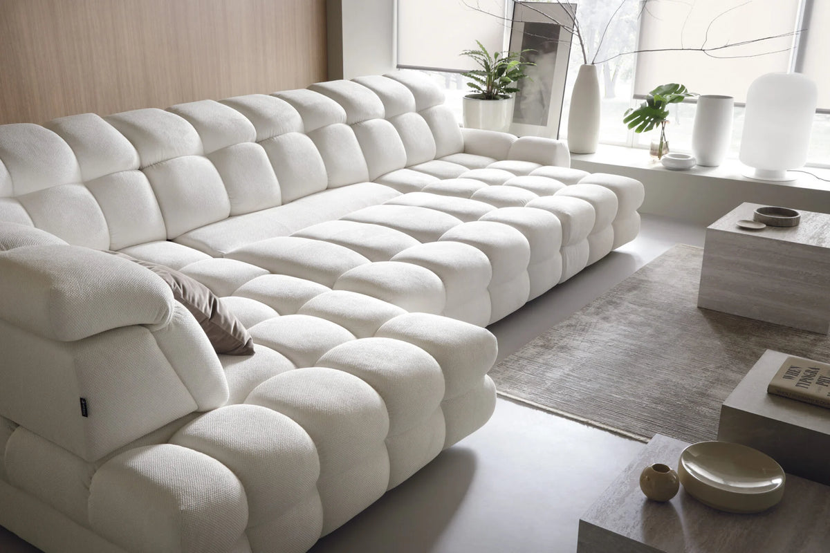 THALES XL – Canapé panoramique avec assise électrique et coffre de rangement – 400 x 220cm