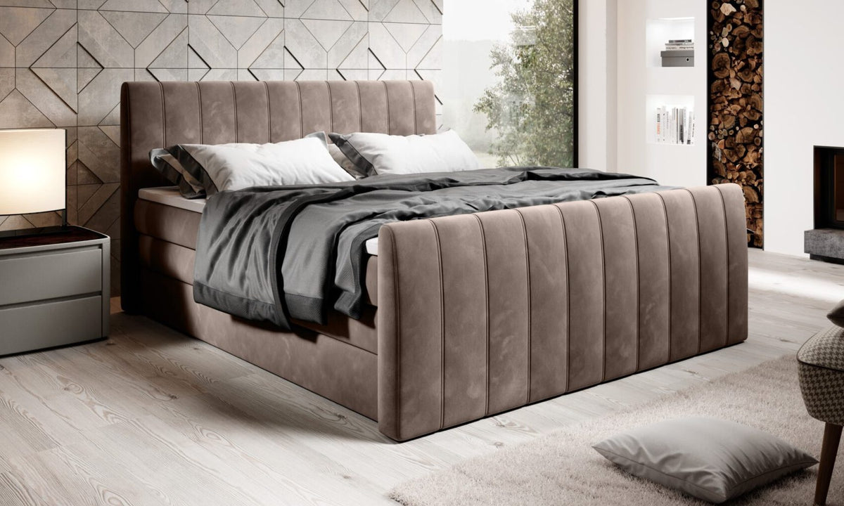 CARINA – Lit Coffre Box Spring avec Matelas Bonell