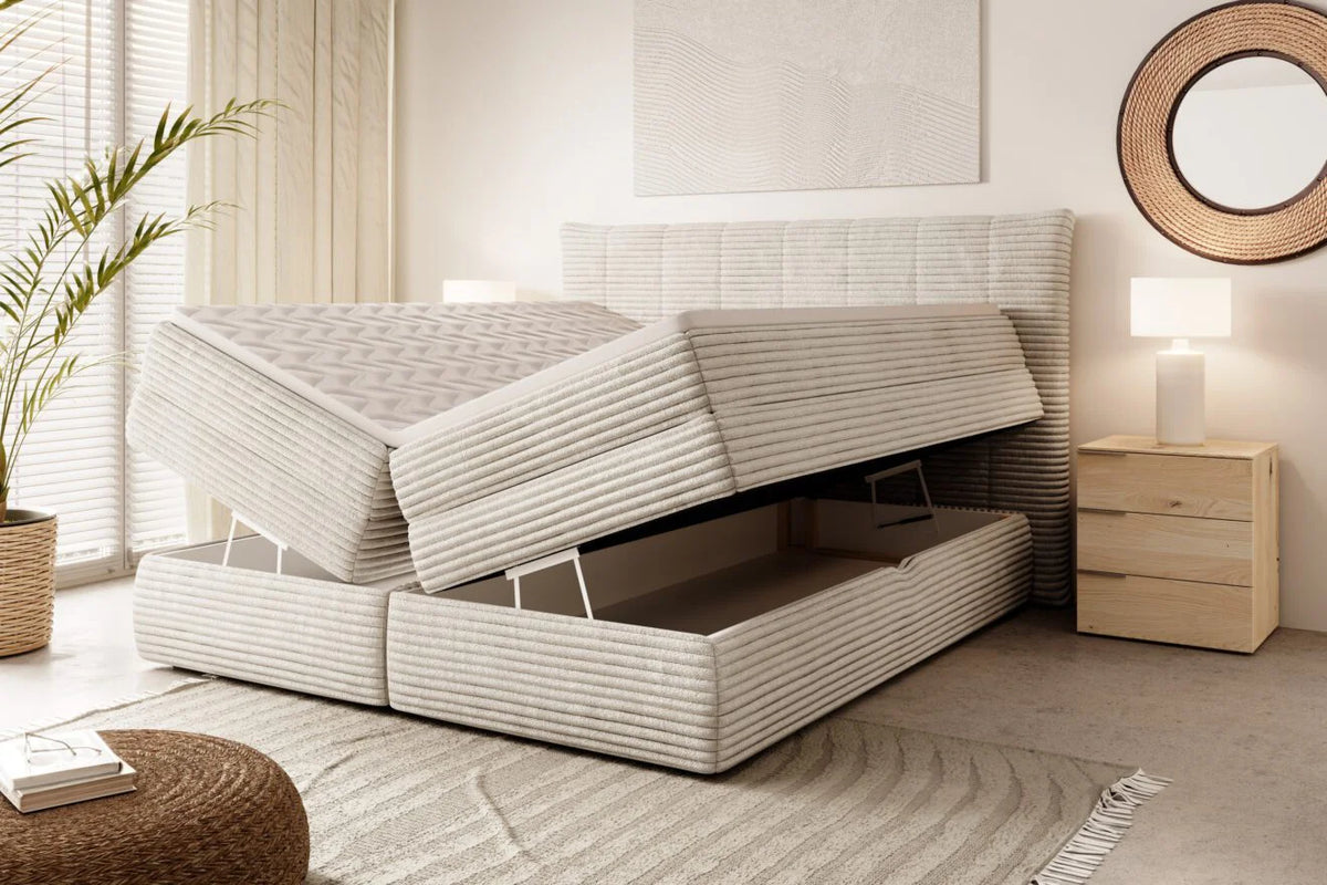 AMBER – Lit Coffre Box Spring avec Matelas Bonell