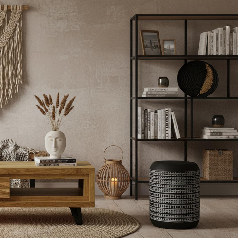 Pouf YUCA noir en situation