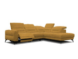 BALIA – Canapé d'angle ocre avec relax électrique déplié et têtières réglables