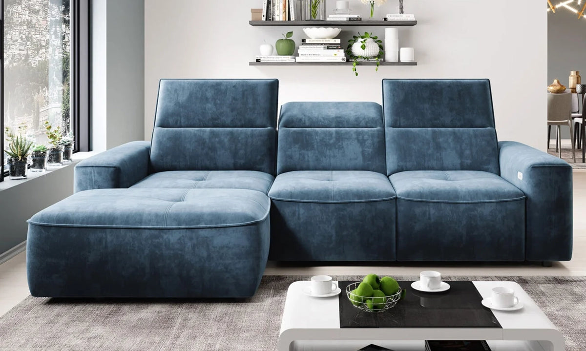 COLTON MINI – Canapé d'angle convertible avec assise électrique – 296 x 227cm