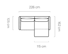 Dimensions du canapé GLOSSY : 226 x 162 cm