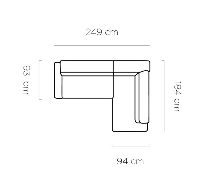 Dimensions du canapé LIVIO : 249 x 184 cm