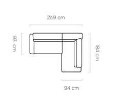 Dimensions du canapé LIVIO : 249 x 184 cm