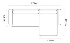 Dimensions du canapé MONDI S : 273 x 183 cm