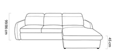 Hauteurs du canapé SANCHO S : 86/99 cm, assise 45 cm
