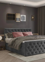 CHARLES – Lit Coffre Box Spring avec Matelas Bonell