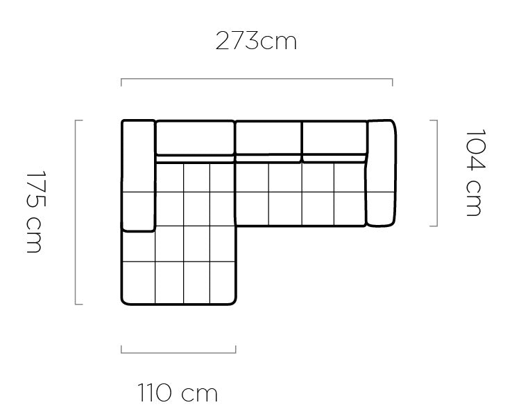 Dimensions du canapé GIANNI : 273 x 175 cm