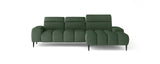 Canapé d'angle GIANNI vu de face, tissu vert