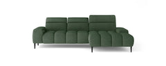 Canapé d'angle GIANNI vu de face, tissu vert