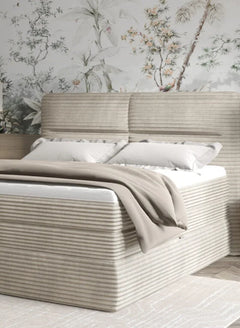 HUDSON – Lit Coffre Box Spring avec Matelas Bonnell