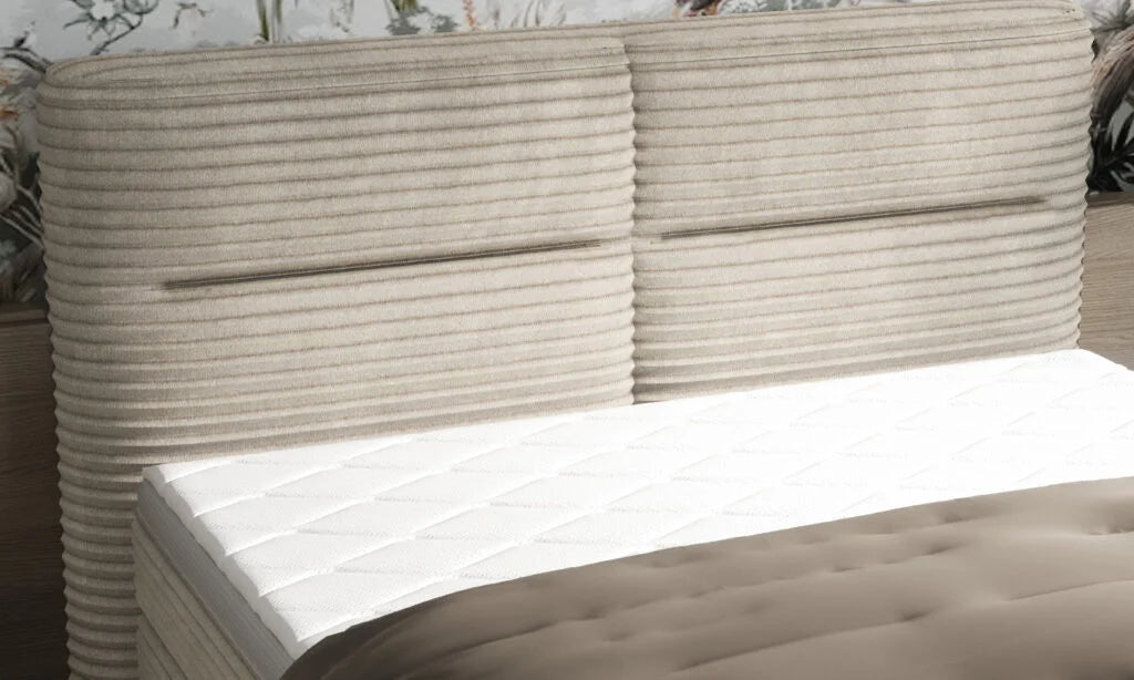 HUDSON – Lit Coffre Box Spring avec Matelas Bonnell