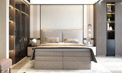 MADDEN – Lit Coffre Box Spring avec Matelas Bonnell