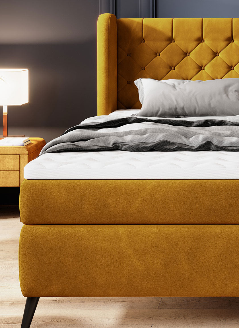 MADISON – Lit Coffre Box Spring avec Matelas Bonnell