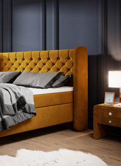 MADISON – Lit Coffre Box Spring avec Matelas Bonnell