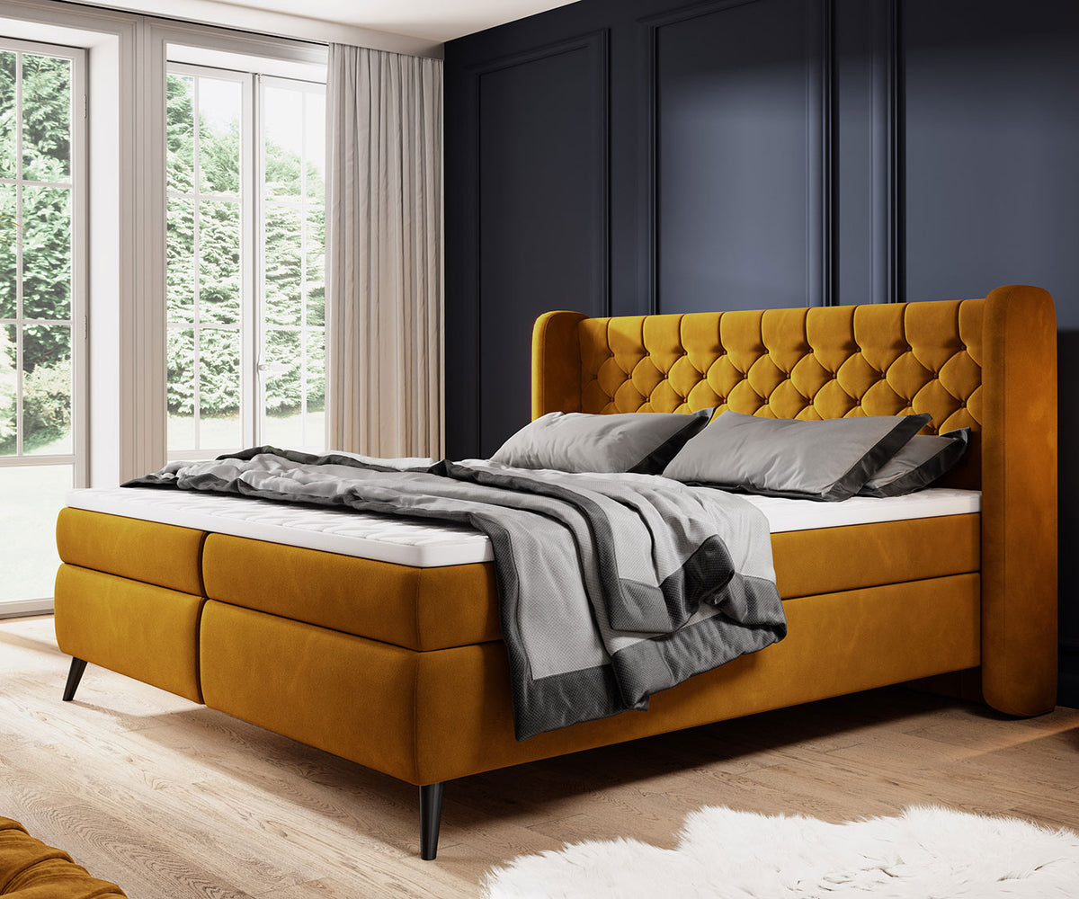 MADISON – Lit Coffre Box Spring avec Matelas Bonnell