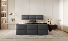 MELVA – Lit Coffre Box Spring avec Matelas Bonell