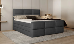 MELVA – Lit Coffre Box Spring avec Matelas Bonell