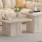 BOBBY - Set de 2 Tables Basses Effet Travertin Beige